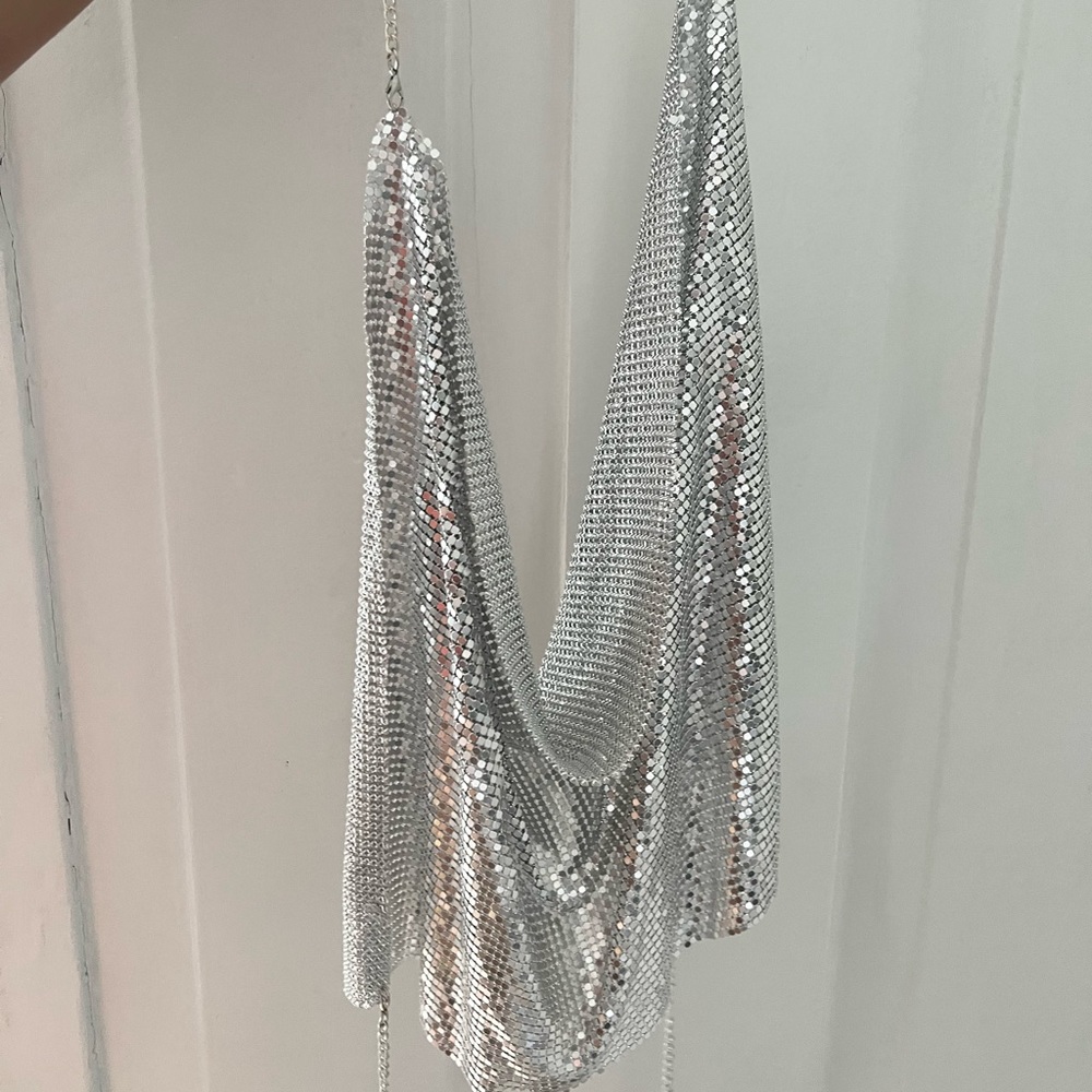 silver halter top.